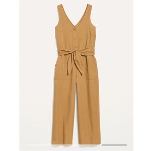 Old Navy Sleeveless Voop-Neck Waist-Defined Jumpsuit for Women Large Tall *NWT*